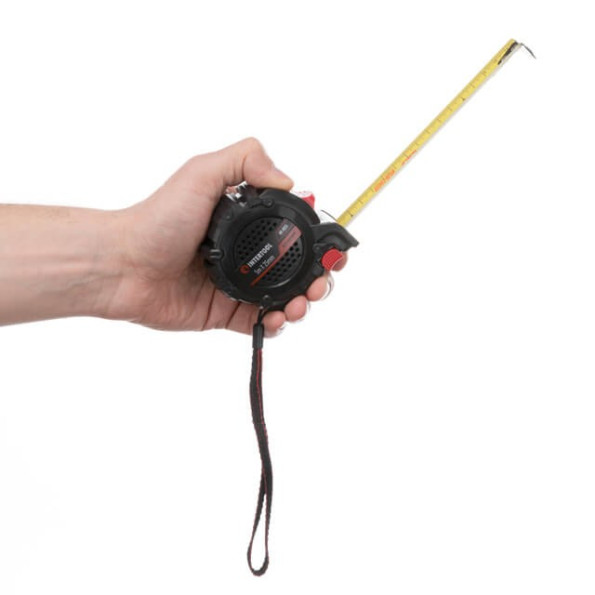 Рулетка з металевим полотном покритим нейлоном і магнітами на зачепі 5м * 25мм STORM -
                                                        Фото 4