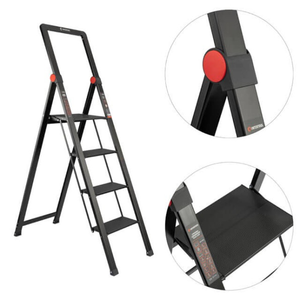Стремянка алюминиевая 4 ступени STORM INTERTOOL LT-5004 