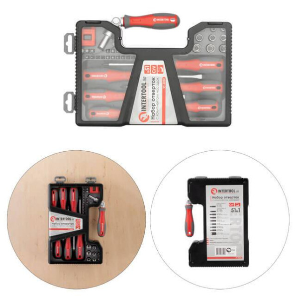 Набор отверток с комплектом насадок 51 ед INTERTOOL VT-3352 -
                                                        Фото 3