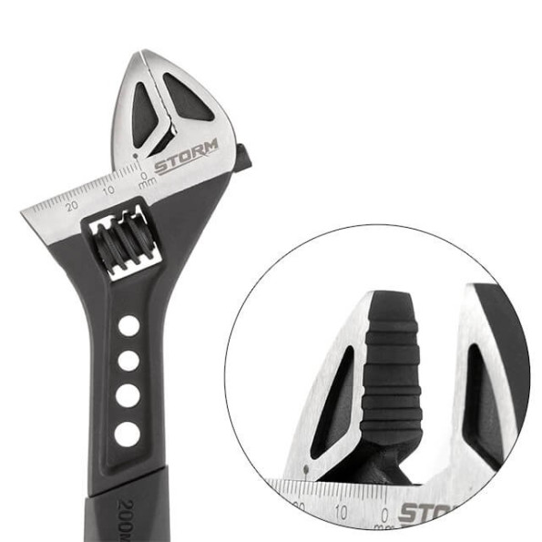 Ключ розвідний 200мм кований, рукоятка TPR, HRC 40 ~ 50, Cr-V STORM -
                                                        Фото 3