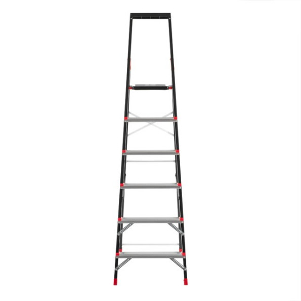 Драбина 6 сходинок, лоток для інвентарю, сталевий профіль, висота верхньої сходинки 1280мм, 481х1138х1787мм, 150кг -
                                                        Фото 3