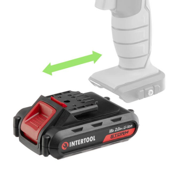 Аккумулятор Li-Ion 18 В 2.0 Ач для дрели-шуруповерта WT-0314/WT-0313/WT-0317 INTERTOOL WT-0312 -
                                                        Фото 3