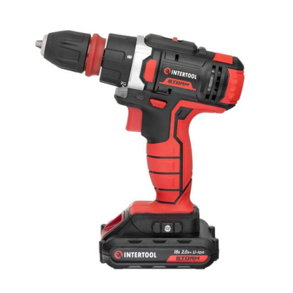 Дрель-шуруповерт аккумуляторная Li-Ion 18 В, 25 Nm, 0-400/0-1500 об/мин, 2x2.0 Ач, съемный патрон INTERTOOL WT-0317 -
                                                        Фото 4