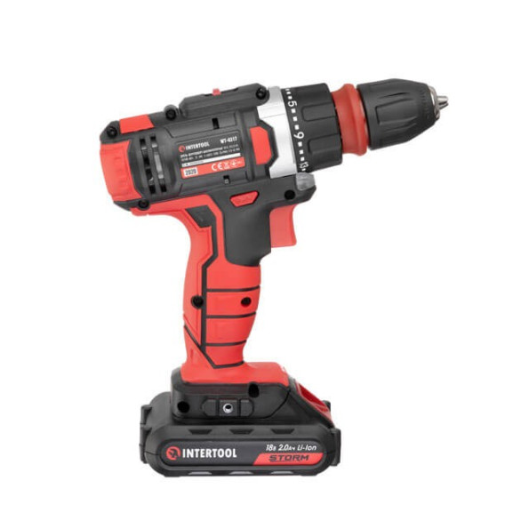 Дрель-шуруповерт аккумуляторная Li-Ion 18 В, 25 Nm, 0-400/0-1500 об/мин, 2x2.0 Ач, съемный патрон INTERTOOL WT-0317 -
                                                        Фото 5