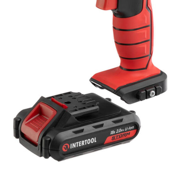 Дрель-шуруповерт аккумуляторная Li-Ion 18 В, 25 Nm, 0-400/0-1500 об/мин, 2x2.0 Ач, съемный патрон INTERTOOL WT-0317 -
                                                        Фото 6