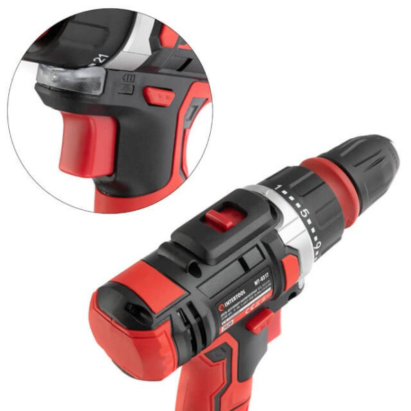 Дрель-шуруповерт аккумуляторная Li-Ion 18 В, 25 Nm, 0-400/0-1500 об/мин, 2x2.0 Ач, съемный патрон INTERTOOL WT-0317 -
                                                        Фото 7