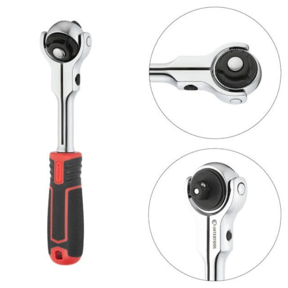 Рукоятка с храповым механизмом поворотная, 72 зуба 3/8