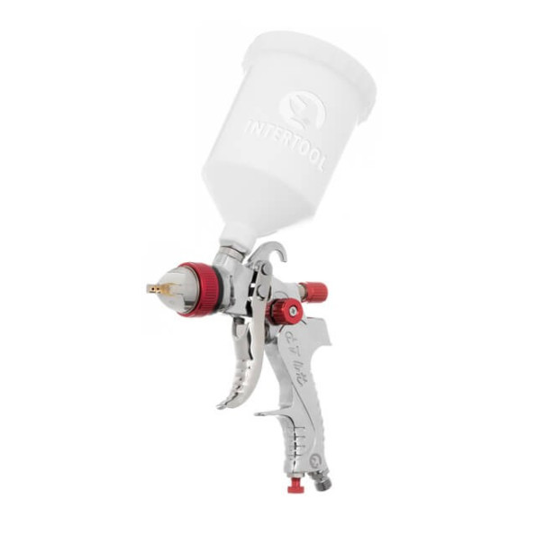 Краскопульт пневматичний HVLP з трьома наборами форсунок - 1,3мм, 1,4мм, 1,7мм, пластиковий бачок, 3бар -
                                                        Фото 2