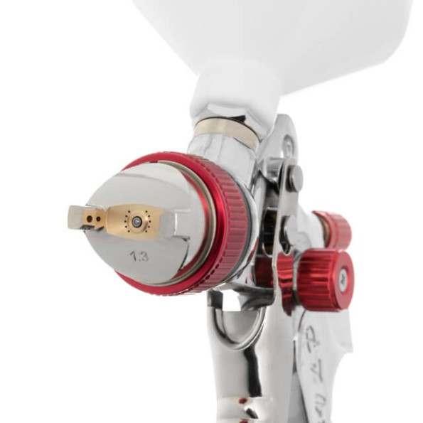 Краскопульт пневматичний HVLP з трьома наборами форсунок - 1,3мм, 1,4мм, 1,7мм, пластиковий бачок, 3бар -
                                                        Фото 3