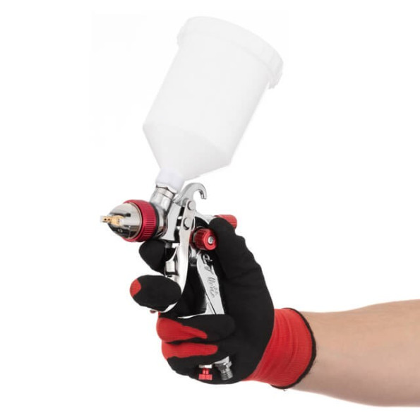 Краскопульт пневматичний HVLP з трьома наборами форсунок - 1,3мм, 1,4мм, 1,7мм, пластиковий бачок, 3бар -
                                                        Фото 7
