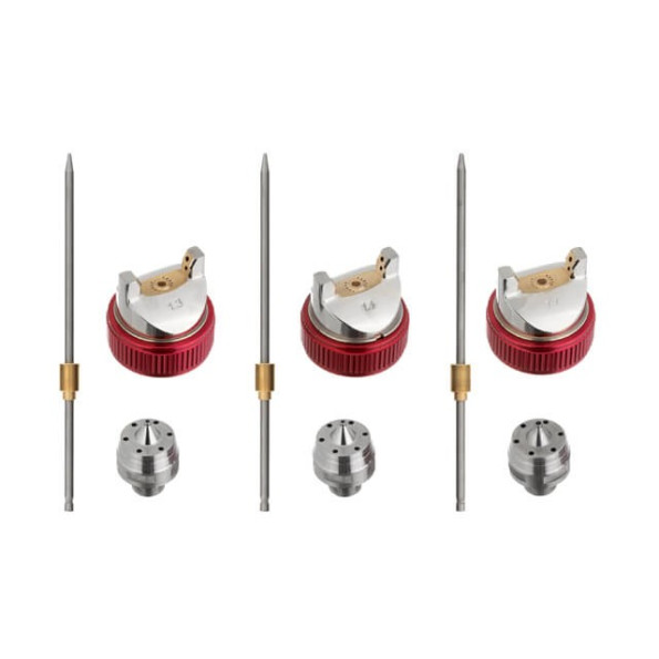 Краскопульт пневматичний HVLP з трьома наборами форсунок - 1,3мм, 1,4мм, 1,7мм, пластиковий бачок, 3бар -
                                                        Фото 9