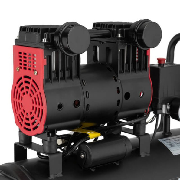 Компресор 24 л, 1.1 кВт, 220 В, 8aтм, 160 л/хвил, 1400 об/хв, малошумний, безмасляний, 2 циліндра -
                                                        Фото 7