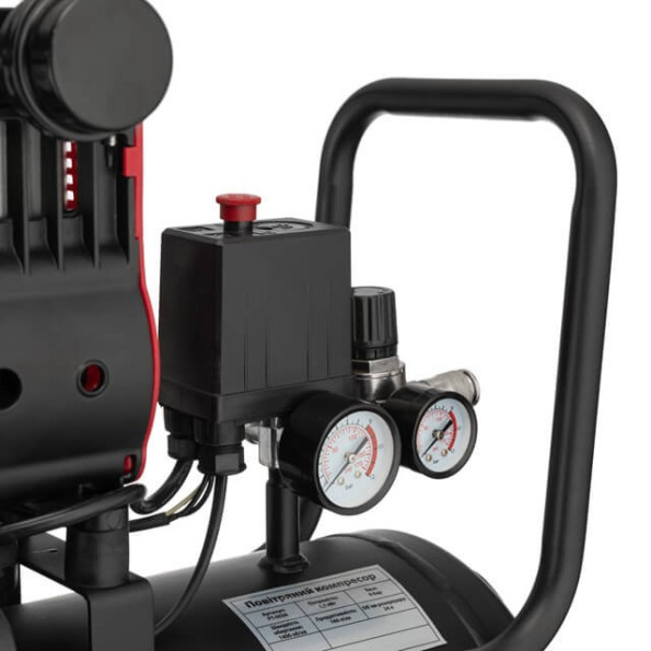 Компресор 24 л, 1.1 кВт, 220 В, 8aтм, 160 л/хвил, 1400 об/хв, малошумний, безмасляний, 2 циліндра -
                                                        Фото 8