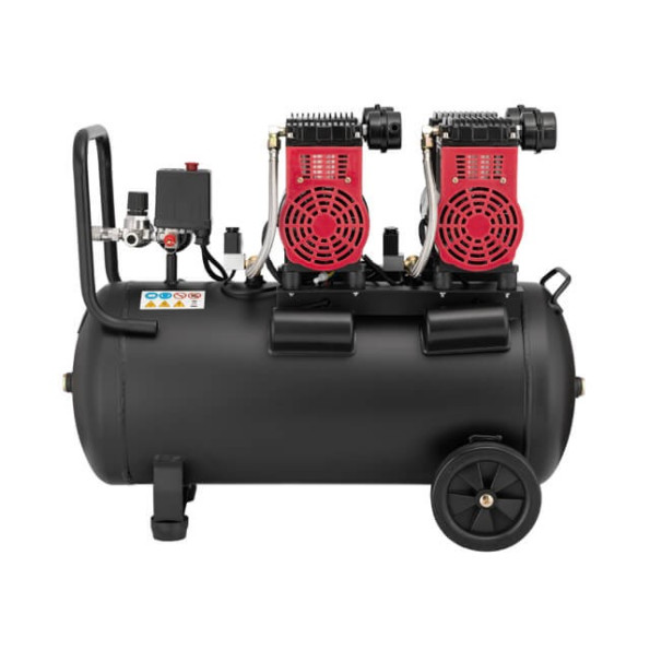 Компресор 50 л, 2x1.1 кВт, 220 В, 8aтм, 320 л/хвил, 1400 об/хв, малошумний, безмасляний, 4 циліндра -
                                                        Фото 3