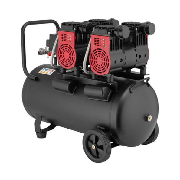 Компресор 50 л, 2x1.1 кВт, 220 В, 8aтм, 320 л/хвил, 1400 об/хв, малошумний, безмасляний, 4 циліндра -
                                                        Фото 4