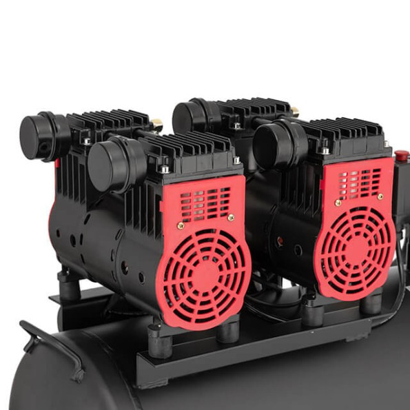 Компресор 50 л, 2x1.1 кВт, 220 В, 8aтм, 320 л/хвил, 1400 об/хв, малошумний, безмасляний, 4 циліндра -
                                                        Фото 7