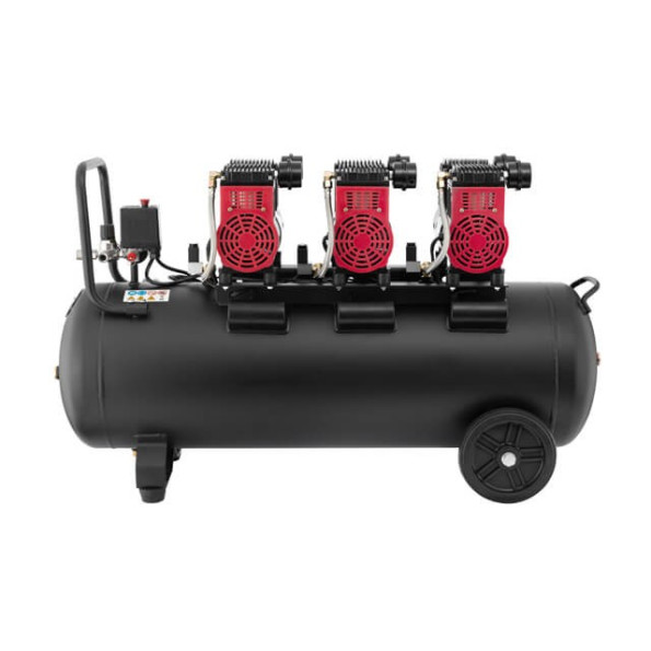 Компресор 100 л, 3х1.1 кВт, 220 В, 8aтм, 480 л/хвил, 1400 об/хв, малошумний, безмасляний, 6 циліндрів -
                                                        Фото 3