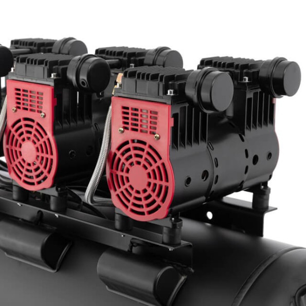 Компресор 100 л, 3х1.1 кВт, 220 В, 8aтм, 480 л/хвил, 1400 об/хв, малошумний, безмасляний, 6 циліндрів -
                                                        Фото 5