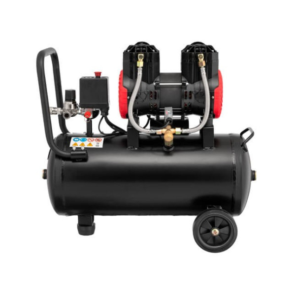 Компресор 24 л, 1.1 кВт, 220 В, 8aтм, 200 л/хвил, 2800 об/хв, безмасляний, 2 циліндра -
                                                        Фото 3