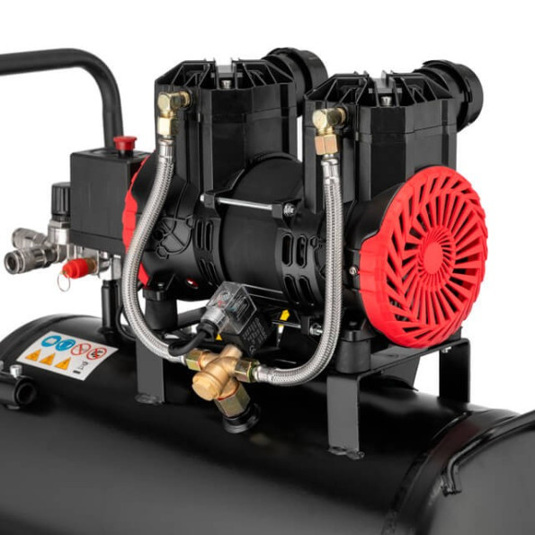 Компресор 24 л, 1.1 кВт, 220 В, 8aтм, 200 л/хвил, 2800 об/хв, безмасляний, 2 циліндра -
                                                        Фото 5