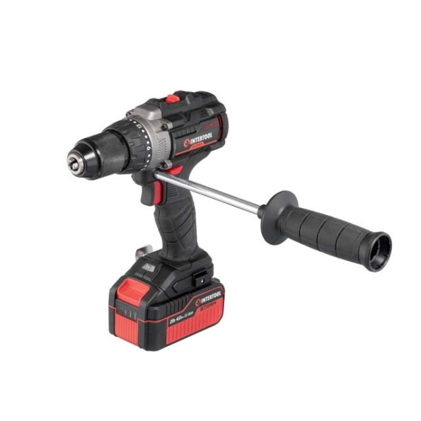 Дрель-шуруповерт аккумуляторная ударная с бесщеточным двигателем 20 В, 100 Нм, 0-410/0-1800 об/мин, 2-13 мм, Li-Ion, 4.0 Ач, ЗУ 4 А, кейс INTERTOOL WT-0361 -
                                                        Фото 2