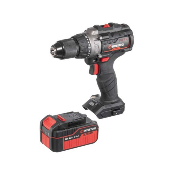 Дрель-шуруповерт аккумуляторная ударная с бесщеточным двигателем 20 В, 100 Нм, 0-410/0-1800 об/мин, 2-13 мм, Li-Ion, 4.0 Ач, ЗУ 4 А, кейс INTERTOOL WT-0361 -
                                                        Фото 6