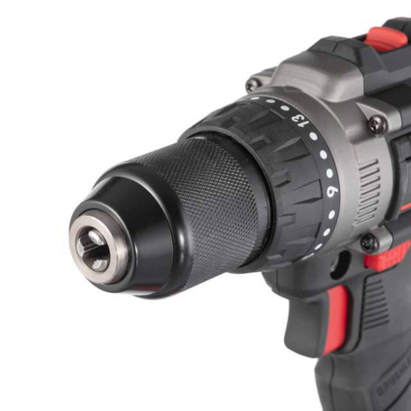 Дрель-шуруповерт аккумуляторная ударная с бесщеточным двигателем 20 В, 100 Нм, 0-410/0-1800 об/мин, 2-13 мм, Li-Ion, 4.0 Ач, ЗУ 4 А, кейс INTERTOOL WT-0361 -
                                                        Фото 8