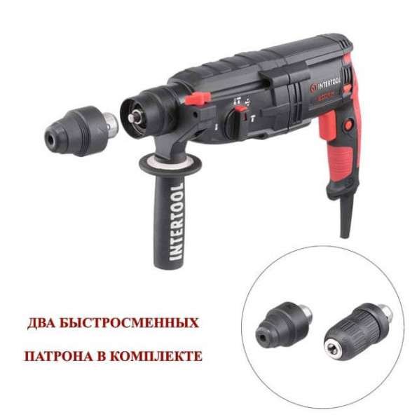 Перфоратор 1000 Вт, 3.2 Дж, 0-1300 об/хв, 0-5100 уд/хв, 3 режими, знімний швидкозатискний патрон -
Фото 2 Перфоратор 1000 Вт, 3.2 Дж, 0-1300 об/хв, 0-5100 уд/хв, 3 режими, знімний швидкозатискний патрон -
Фото 2