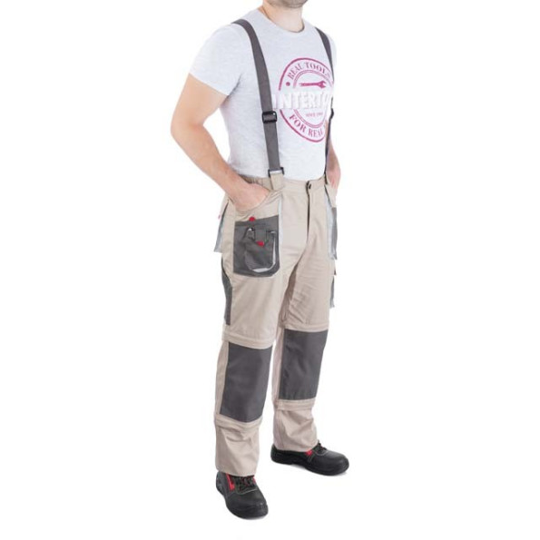 Брюки трансформер рабочие с лямками 6 в 1, 100 % хлопок, плотность 180 г/м2, L INTERTOOL SP-3043 -
                                                        Фото 3