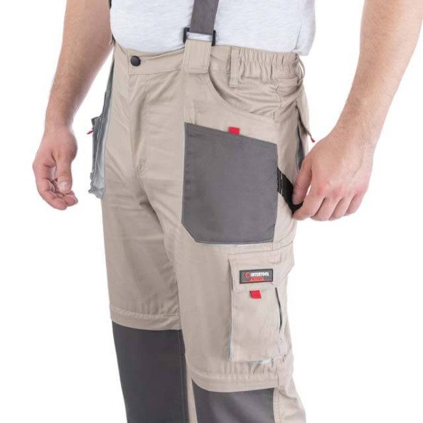 Брюки трансформер рабочие с лямками 6 в 1, 100 % хлопок, плотность 180 г/м2, L INTERTOOL SP-3043 -
                                                        Фото 6