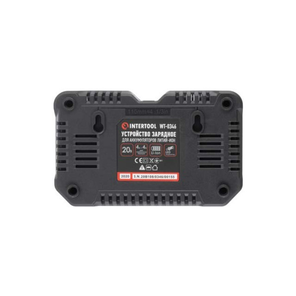 Устройство зарядное для аккумуляторов Li-ion 20 В, ток заряда 4.0+4.0 А, два теминала зарядки INTERTOOL WT-0346 -
                                                        Фото 4