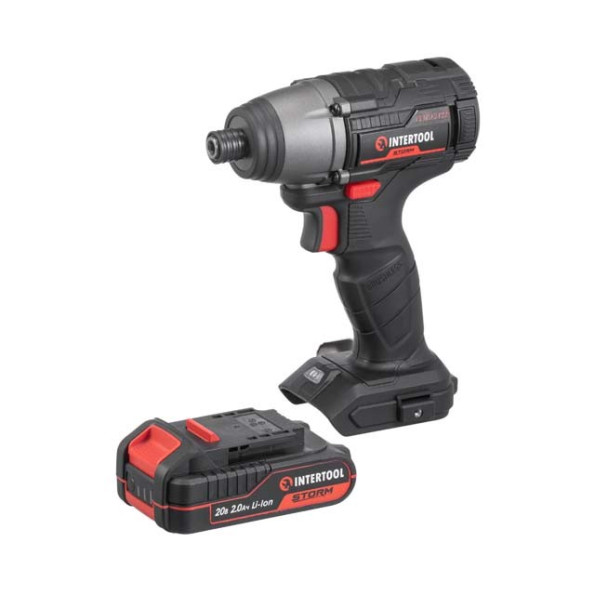 Шуруповерт ударный (винтоверт) аккумуляторный с бесщеточным двигателем 20 В, 200 Nm, 0-2900 об/мин, 0-4000 уд/мин, 1/4
