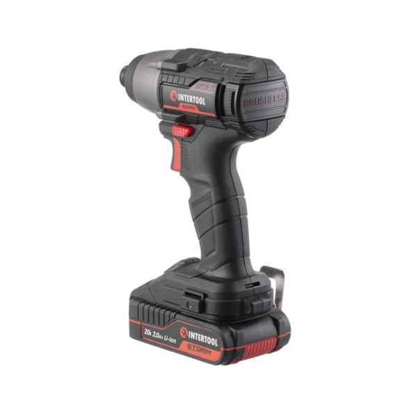 Шуруповерт ударный (винтоверт) аккумуляторный с бесщеточным двигателем 20 В, 200 Nm, 0-2900 об/мин, 0-4000 уд/мин, 1/4