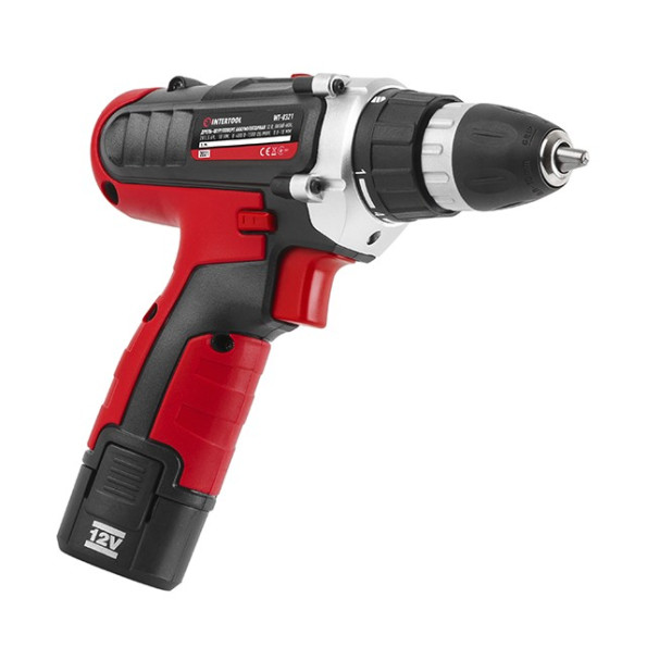 Дрель-шуруповерт аккумуляторная, Li-Ion 12 В, 18 Nm, 1.3 Ач, 2 скорости, 0-400/0-1500 об/мин, 2 аккумулятора, 1 час зарядка INTERTOOL WT-0321 -
                                                        Фото 4