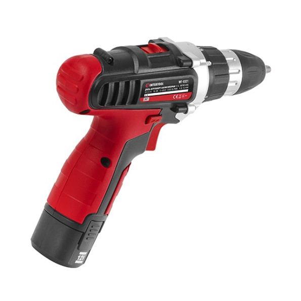 Дрель-шуруповерт аккумуляторная, Li-Ion 12 В, 18 Nm, 1.3 Ач, 2 скорости, 0-400/0-1500 об/мин, 2 аккумулятора, 1 час зарядка INTERTOOL WT-0321 -
                                                        Фото 6