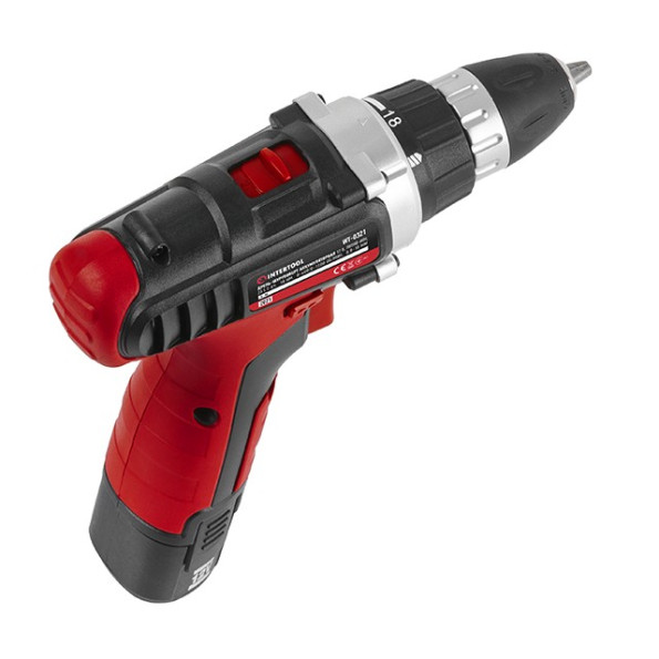 Дрель-шуруповерт аккумуляторная, Li-Ion 12 В, 18 Nm, 1.3 Ач, 2 скорости, 0-400/0-1500 об/мин, 2 аккумулятора, 1 час зарядка INTERTOOL WT-0321 -
                                                        Фото 7