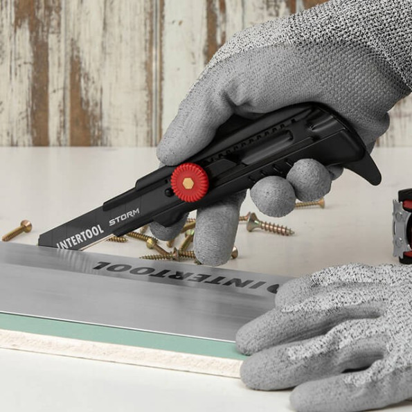 Ніж сегментний для лінолеуму 18 мм, металева напрямна, гвинтова фіксація STORM -
                                                        Фото 10