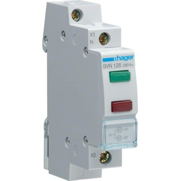 Індикатор двойной LED, 230B, зелен.+красный, 1м Hager Індикатор двойной LED, 230B, зелен.+красный, 1м Hager