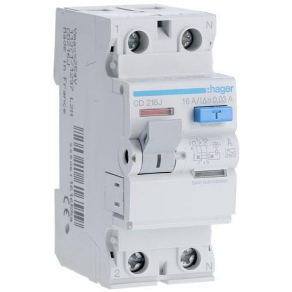 ПЗВ 2х16 А 30mA, А, 2м Hager ПЗВ 2х16 А 30mA, А, 2м Hager