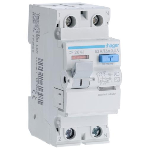 ПЗВ 2х63 А, 300mA, АС, 2м Hager ПЗВ 2х63 А, 300mA, АС, 2м Hager