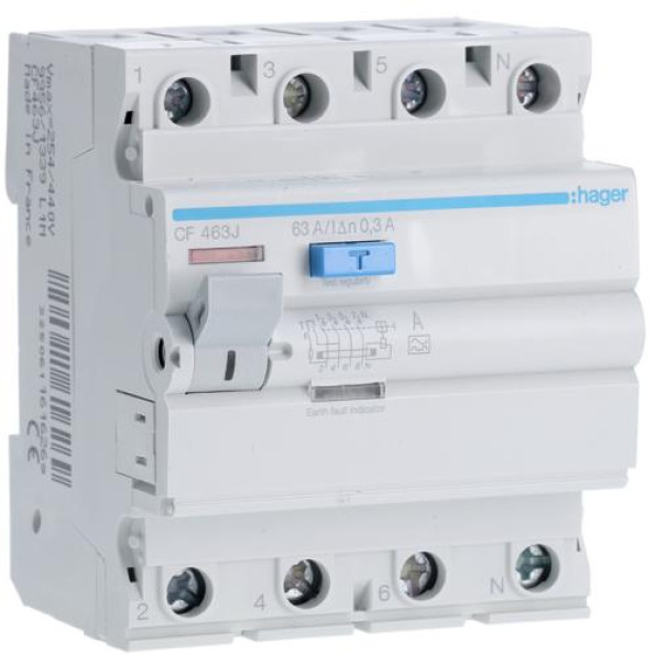 ПЗВ 4х63 А 300mA, А Hager ПЗВ 4х63 А 300mA, А Hager
