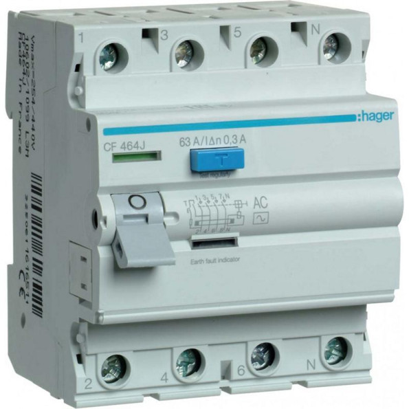 ПЗВ 4х63 А, 300mA, АС, 4м Hager ПЗВ 4х63 А, 300mA, АС, 4м Hager