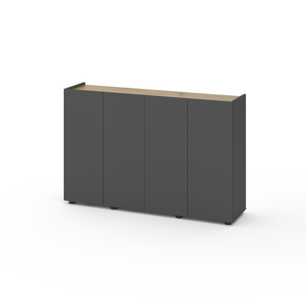 Комод на четыре двери Антрацит-Дуб Артизан