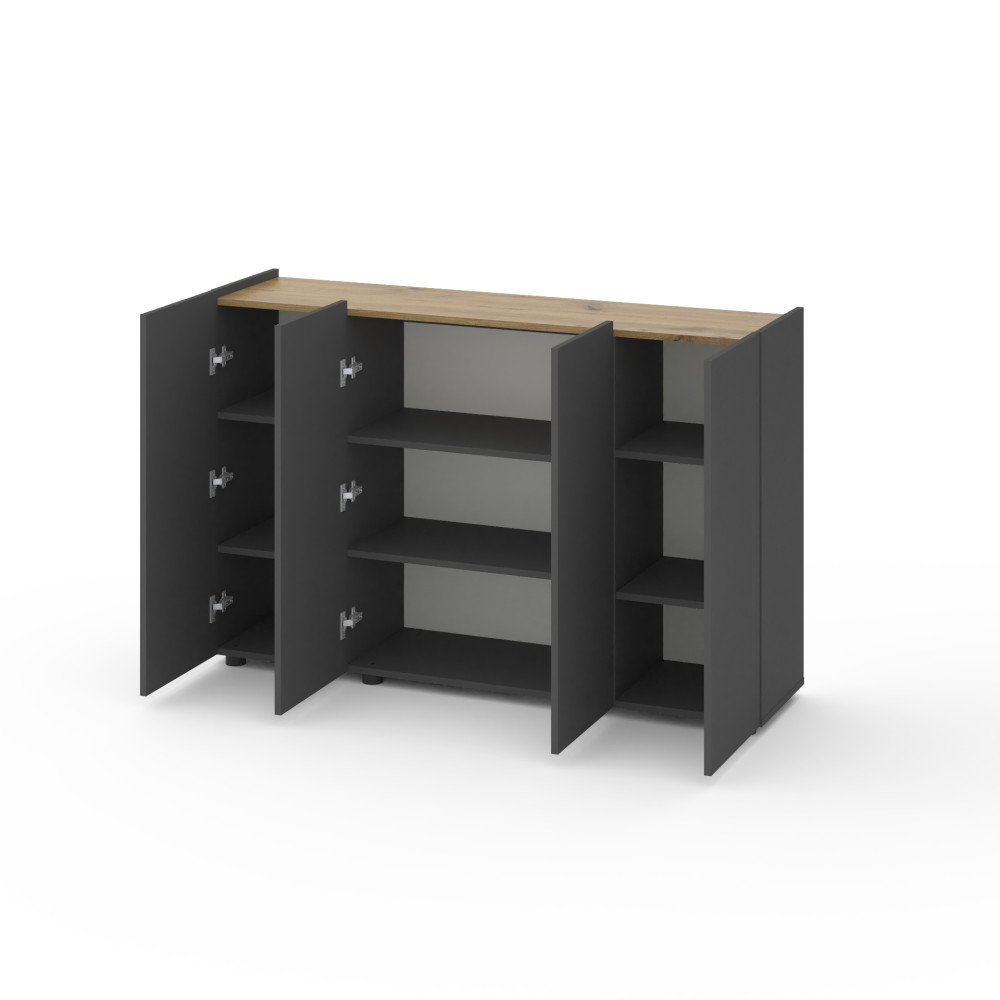 Комод на четыре двери Антрацит-Дуб Артизан - Фото 2