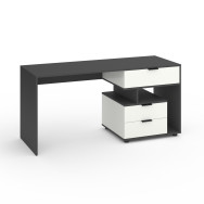 Стіл з 3 висувними ящиками праворуч 160х60х76 см Антрацит-Білий