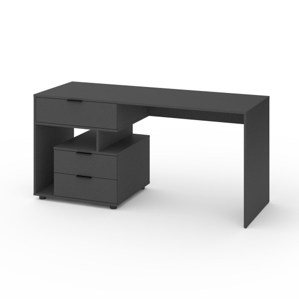Стіл з 3 висувними ящиками зліва 160х60х76 см Антрацит