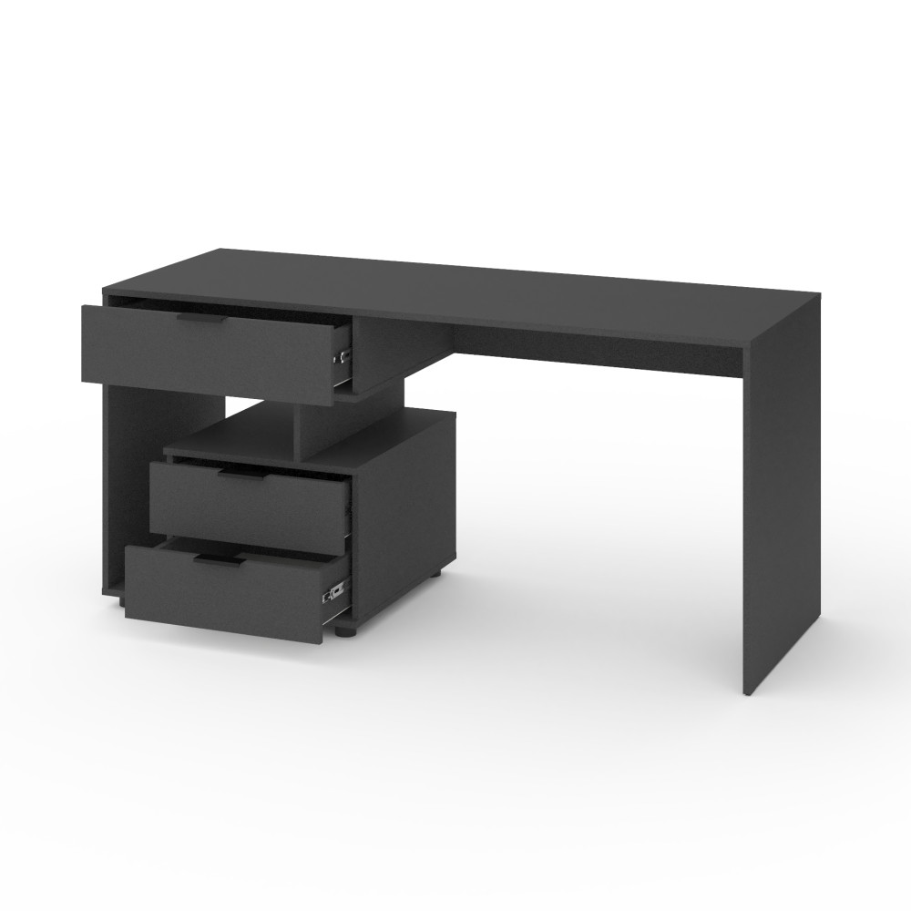 Стіл з 3 висувними ящиками зліва 160х60х76 см Антрацит - Фото 2