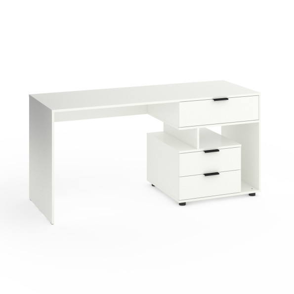 Стол с 3 выдвижными ящиками справа 160х60х76 см Белый