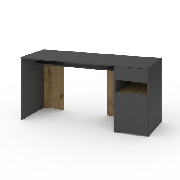 Стіл з тумбою праворуч 160х60х76 см Антрацит-Дуб Артизан