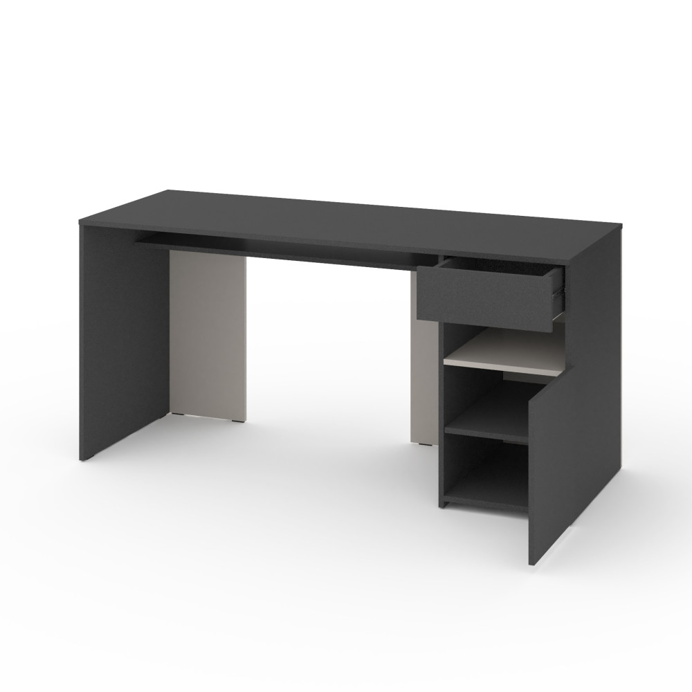 Стіл з тумбою праворуч 160х60х76 см Антрацит-Кашемір - Фото 2